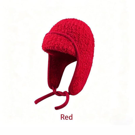 Women Sherpa Aviator Beanie - Warm Earflap Knit Hat Pink