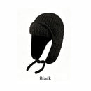 Women Sherpa Aviator Beanie - Warm Earflap Knit Hat Red