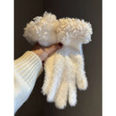 Women Winter Faux Mink Spliced Five-Finger Gloves Blue