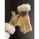 Women Winter Faux Mink Spliced Five-Finger Gloves Rose Red