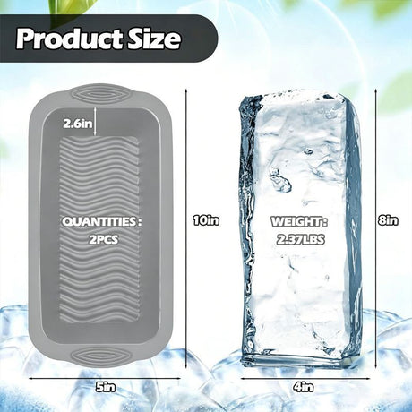 4 Pack Extra Large Ice Block Mold Grey