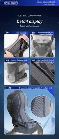 Black and Pink Unisex Windproof Ski Balaclava, Thermal Neck Gaiter & Motorcycle Face Mask