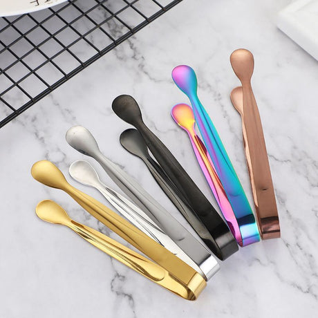 12Pcs Stainless Steel Square Candy Tongs, Food Serving Clips for Party Wedding Salad Bar Kitchen Household Use-golden 02