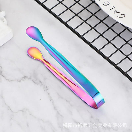 12Pcs Stainless Steel Square Candy Tongs, Food Serving Clips for Party Wedding Salad Bar Kitchen Household Use-Iridescent 03