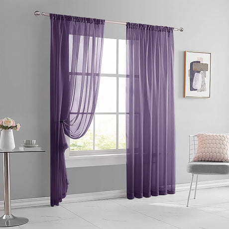 2 Pack Semi Blackout Sheer Curtains Dusty Blue