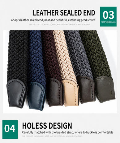 Men's Woven Belt Beige 02