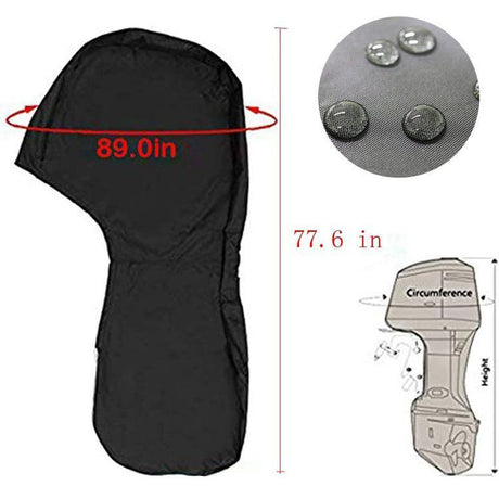 Black 600D Oxford Full Outboard Motor Cover, Thickened & UV Resistant Boat Engine Protector (Fits 30-60 HP)