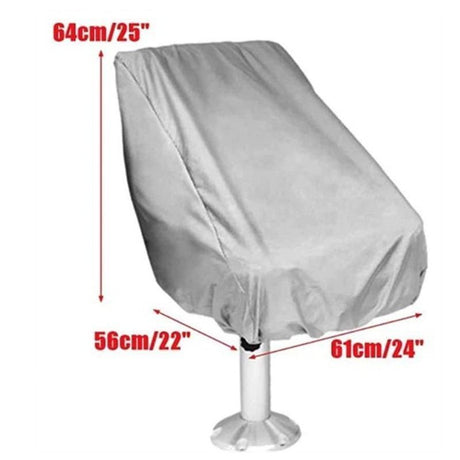 Grey 420D Outdoor Boat Captain Chair Cover, UV-Resistant Sunshade Marine Rear Seat Protector (61 x 56 x 64 cm)