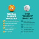 2 Pack Beginner Crochet Kit, Blue Penguin & Dinosaur  Crochet Set with English Step-by-Step Video Tutorial Cards, Complete DIY Craft Supplies for New Crocheters 002