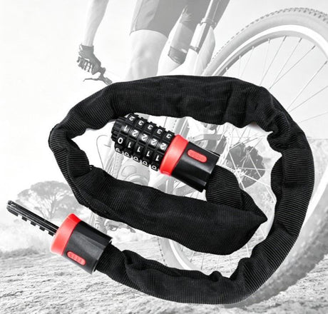 Bike Combination Lock - Black Red, 0.9m