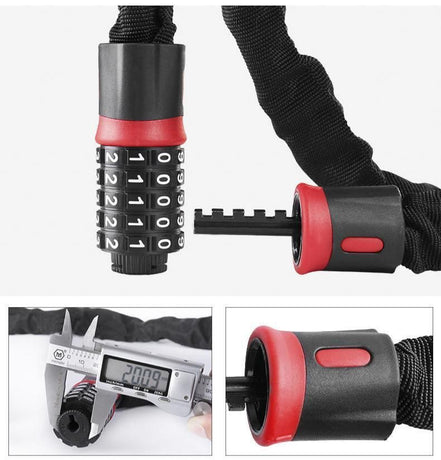 Bike Combination Lock - Black Red, 0.9m