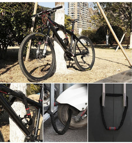 Bike Combination Lock - Black Red, 0.9m