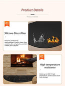 Black Semi-Circle Fireplace Mat, Fireproof & Heat Resistant Hearth Rug for Fire Pit (24 x 42 in / 61 x 107 cm)