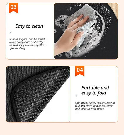 Black Semi-Circle Fireplace Mat, Fireproof & Heat Resistant Hearth Rug for Fire Pit (24 x 42 in / 61 x 107 cm)