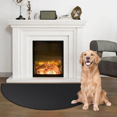 Black Semi-Circle Fireplace Mat