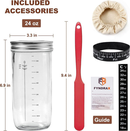 24oz Glass Sourdough Starter Jar, Fermentation Tool Set