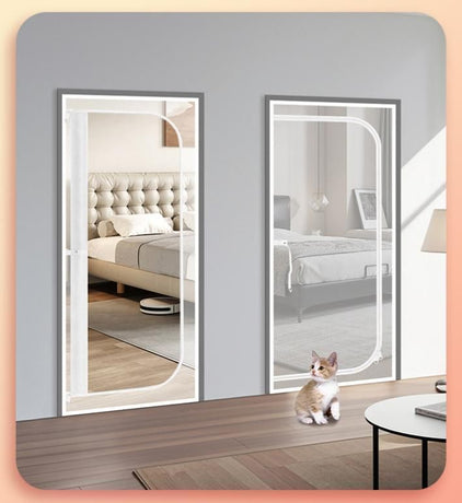 Heavy-Duty Zipper Screen Door for Pets & Cats, Nail-Free Velcro Mesh Curtain with Wide U-Shape Opening (Black, 90 x 210 cm)