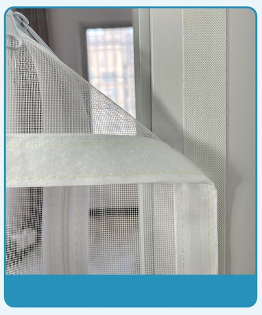 Heavy-Duty Zipper Screen Door for Pets & Cats, Nail-Free Velcro Mesh Curtain with Wide U-Shape Opening (White, 95 x 220 cm)