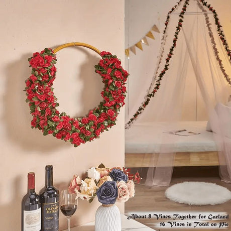 Artificial Rose Vine - Red 2.5m