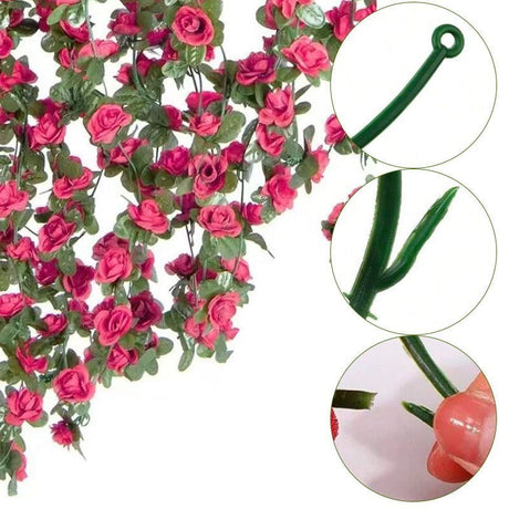 Artificial Rose Vine - Hot Pink 2.5m