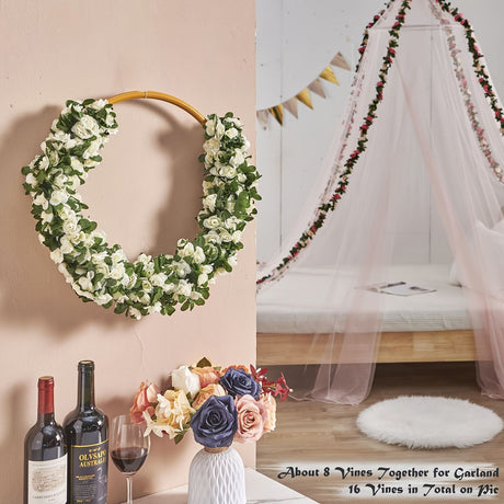 Artificial Rose Vine - Hot Pink 2.5m
