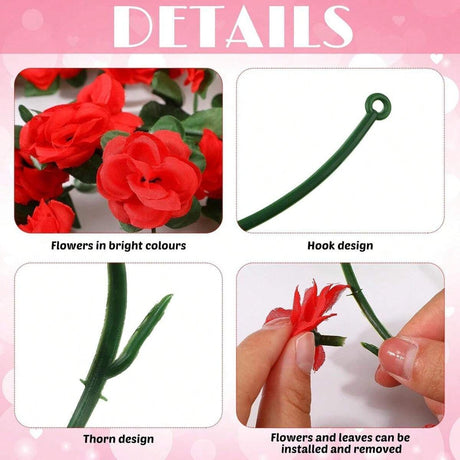 Artificial Rose Vine - Hot Pink 2.5m