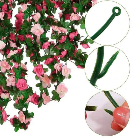 Artificial Rose Vine-Hot Pink & Pink Mixed 2.5m