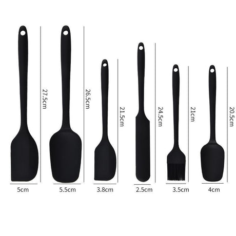 6Pcs Food-Grade Silicone Scraper Set, Baking Cream Spatulas (Black)(2 set/12PCS)