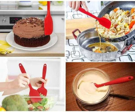 6Pcs Food-Grade Silicone Scraper Set, Baking Cream Spatulas (red)(2 set/12PCS)