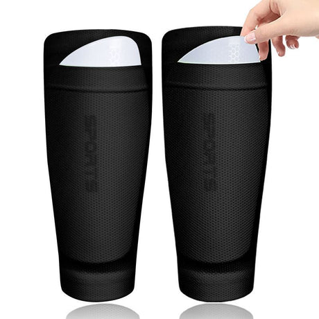 2 Pairs Soccer Shin Guard Sock Black Size S
