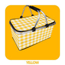 Thickened Foldable Aluminum Foil Insulated Picnic Basket-Yellow chequered pattern