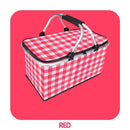 Thickened Foldable Aluminum Foil Insulated Picnic Basket-Red chequered pattern