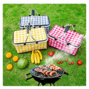 Thickened Foldable Aluminum Foil Insulated Picnic Basket-Red chequered pattern