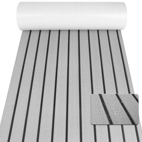 Light Gray Striped EVA Boat Flooring Mat, DIY Marine Deck Pad & Yacht Non-Slip Sheet (240 x 30 x 0.6cm)