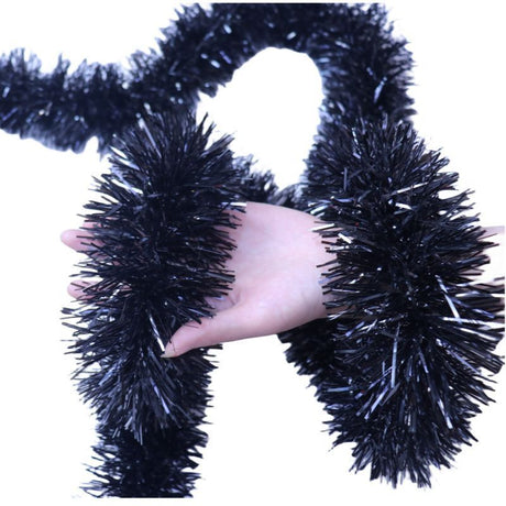 Thick Tinsel Garland 2M Party Decor Black 5pcs