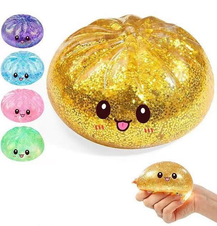 6Pcs Glitter Cute 5.5cm Bun Squishy Anxiety Relief Toy