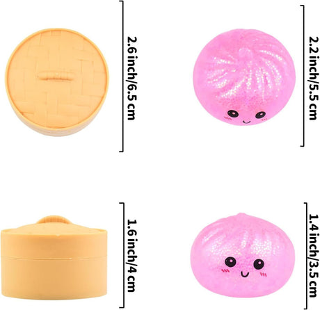 6Pcs Glitter Cute 5.5cm Bun Squishy Anxiety Relief Toy