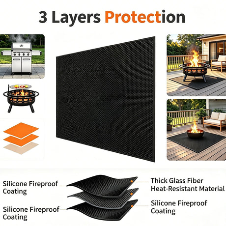 Dual Sided Fire Mat Protect Deck Floor from Burn Marks(76*52IN)
