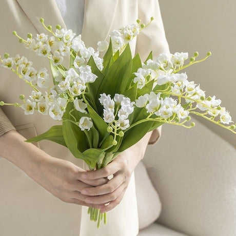 Artificial Blue Lily of The Valley, Calming Decor, 5 Pack