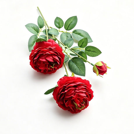 Artificial Red French Peony, Warm Decor, 3 Pack