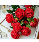 Artificial Red French Peony, Warm Decor, 3 Pack