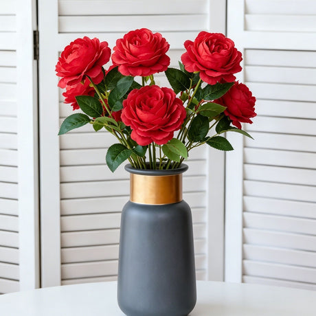 Artificial Red French Peony, Warm Decor, 5 Pack