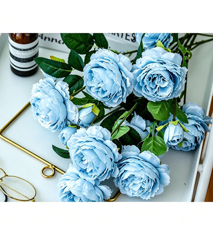 Artificial Blue French Peony, Fresh Decor, 3 Pack