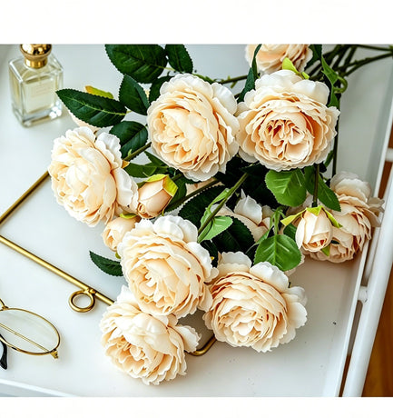 Artificial Champagne French Peony, Gentle Decor, 5 Pack