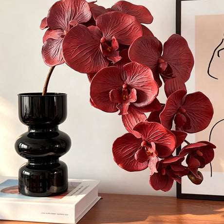 Artificial Oil Painting Phalaenopsis, Dark Red, 1 Pack