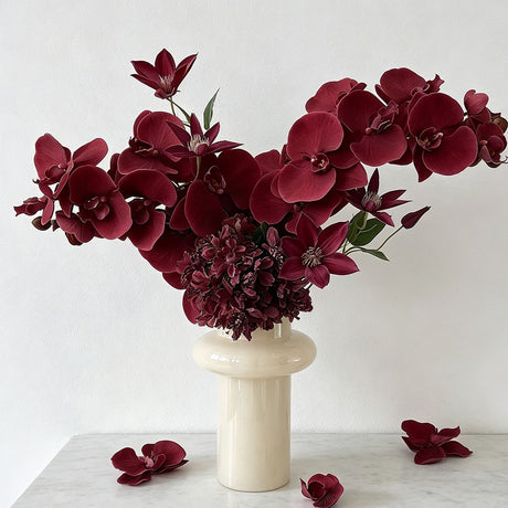 Artificial Oil Painting Phalaenopsis, Dark Red, 1 Pack