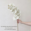 Artificial Oil Painting Phalaenopsis, Jade White, 3 Pack
