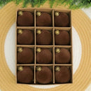 24pk Flocked Xmas Baubles Metal Cap, Dark Brown 8cm