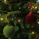 24pk Flocked Xmas Baubles Metal Cap, Off White 8cm