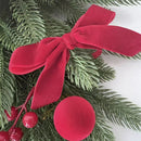 Xmas Teardrop Pine Swag, Red Velvet Bow Wall Door Hanging